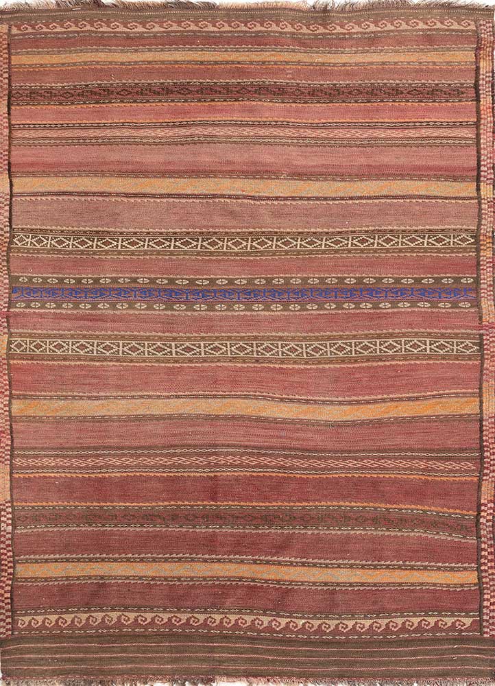 nayaab red and orange wool flat weaves Rug - HeadShot