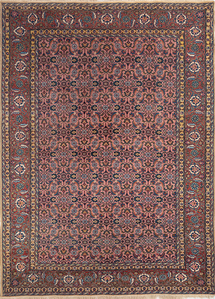 aalam pink and purple wool hand knotted Rug - HeadShot