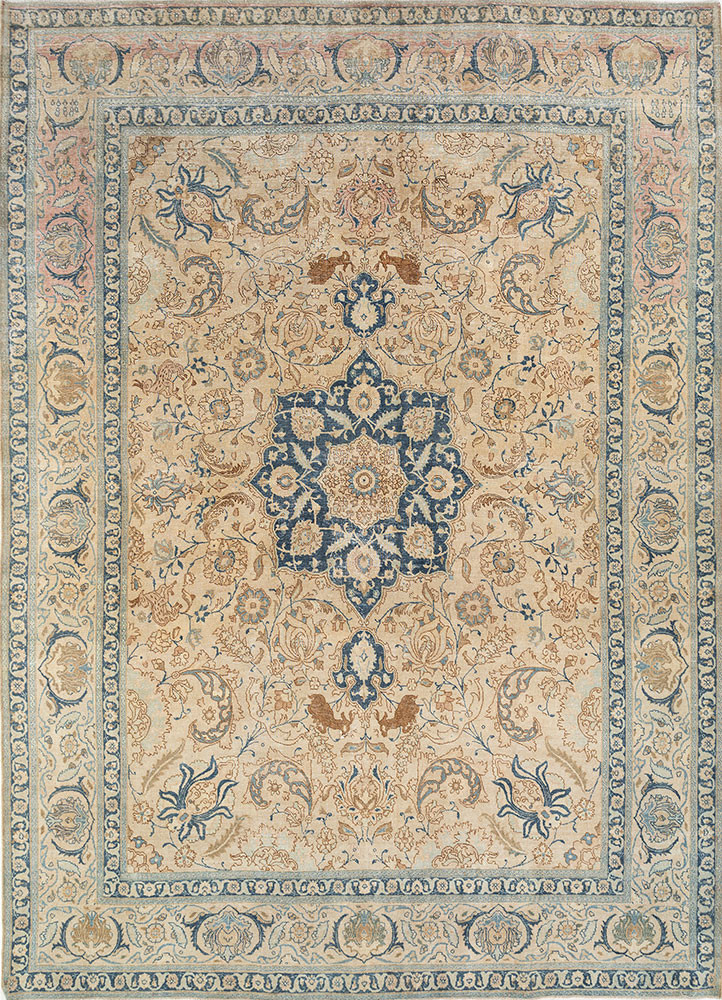 aalam green wool hand knotted Rug - HeadShot