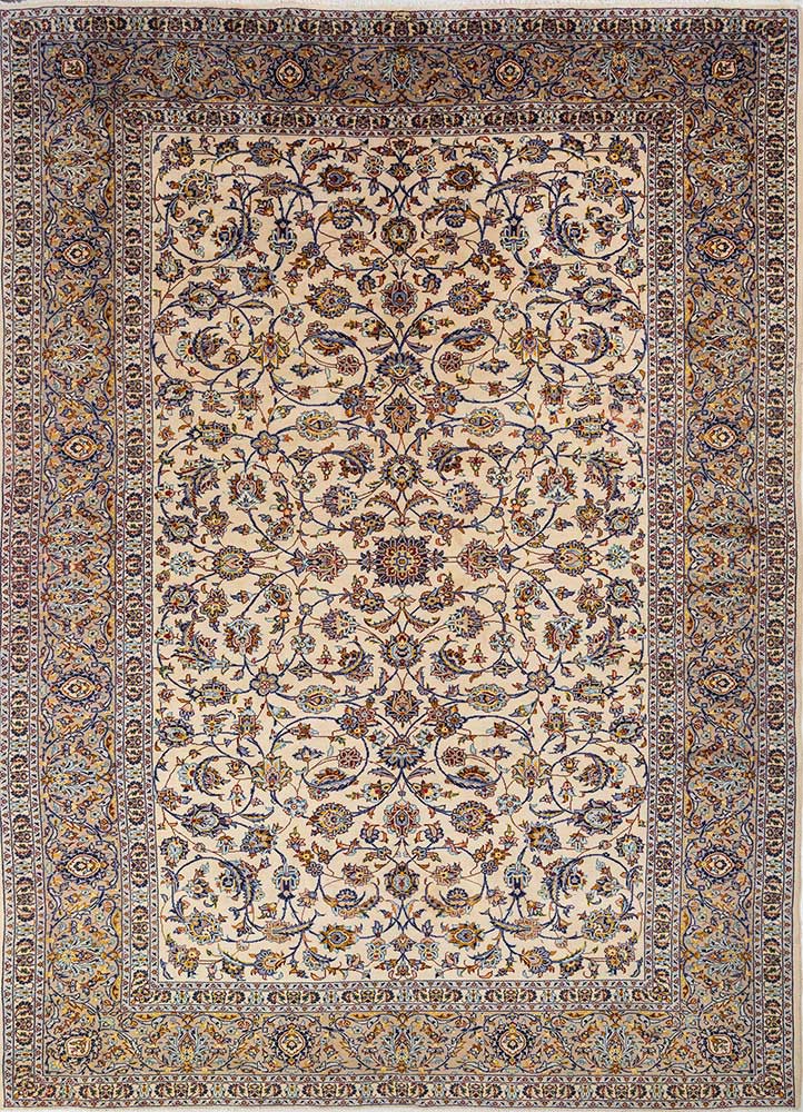 aalam ivory wool hand knotted Rug - HeadShot