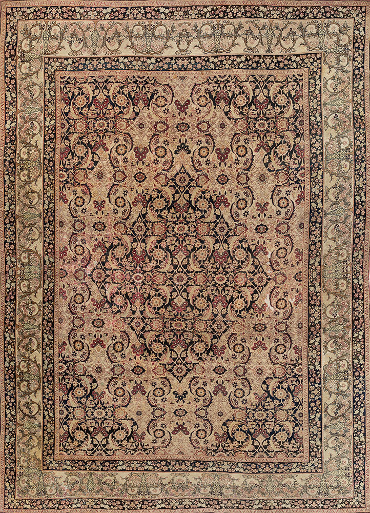 aalam green wool hand knotted Rug - HeadShot