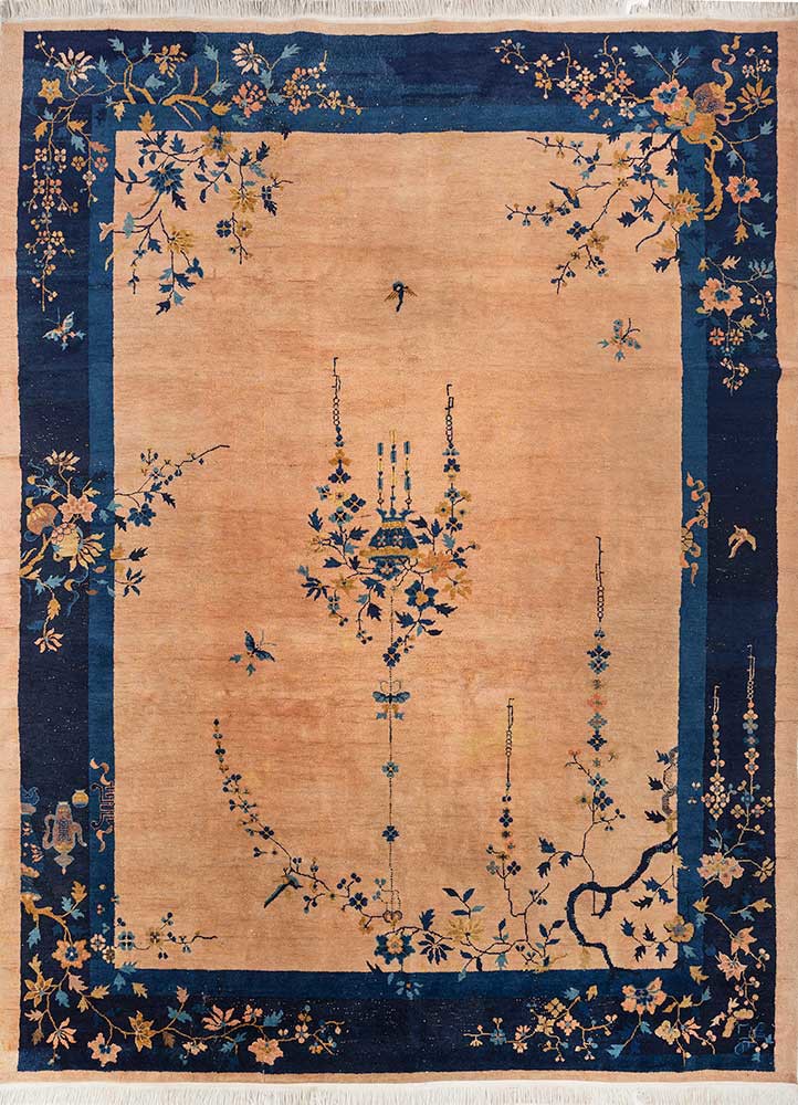 pechino red and orange wool hand knotted Rug - HeadShot