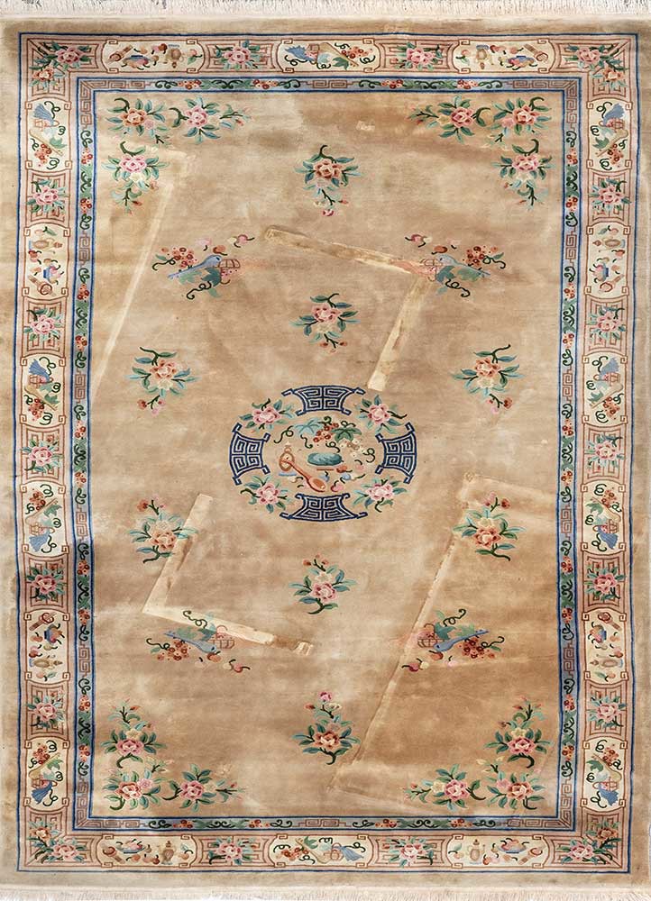 pechino ivory wool hand knotted Rug - HeadShot