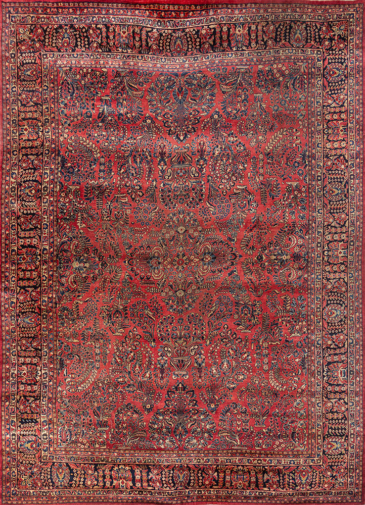 aalam red and orange wool hand knotted Rug - HeadShot aalam red and orange wool hand knotted Rug - HeadShot
