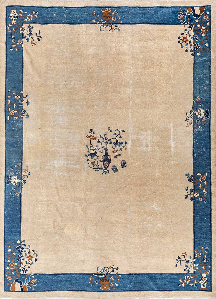 pechino beige and brown wool hand knotted Rug - HeadShot pechino beige and brown wool hand knotted Rug - HeadShot