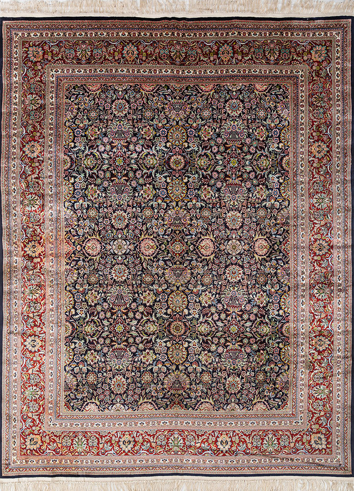gulmarg blue silk hand knotted Rug - HeadShot