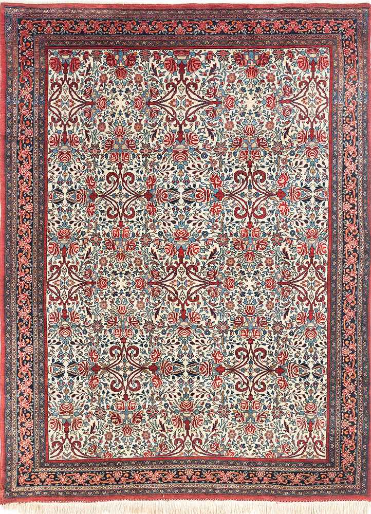 aalam red and orange wool hand knotted Rug - HeadShot