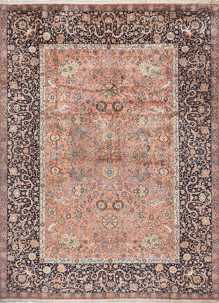 gulmarg blue silk hand knotted Rug - HeadShot