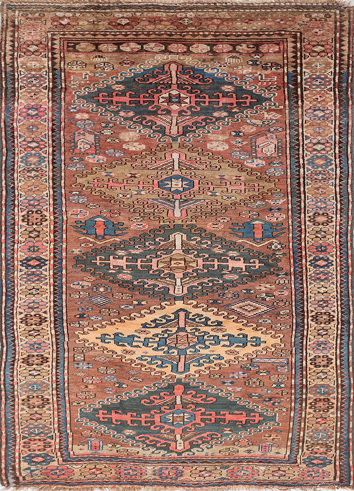 aalam red and orange wool hand knotted Rug - HeadShot aalam red and orange wool hand knotted Rug - HeadShot