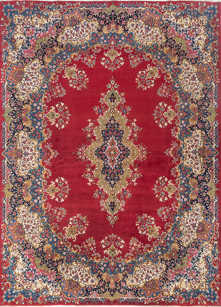 aalam pink and purple wool hand knotted Rug - HeadShot