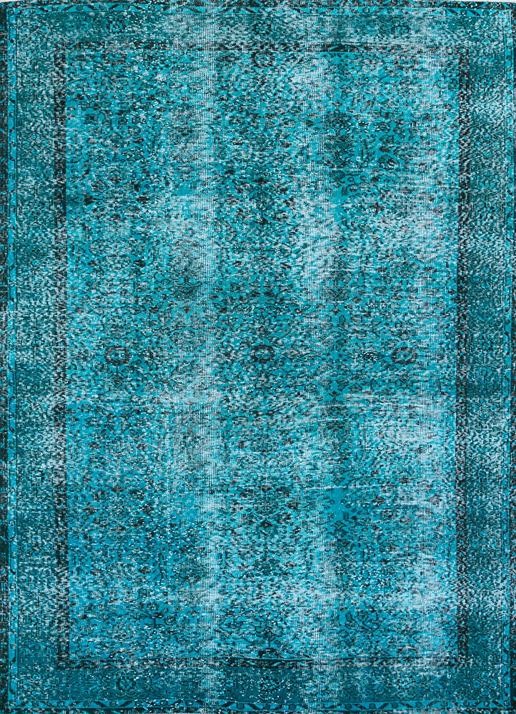 lacuna blue wool hand knotted Rug - HeadShot