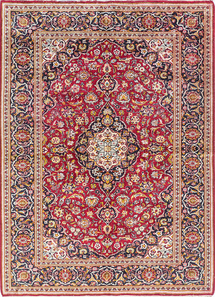 gulmarg red and orange silk hand knotted Rug - HeadShot