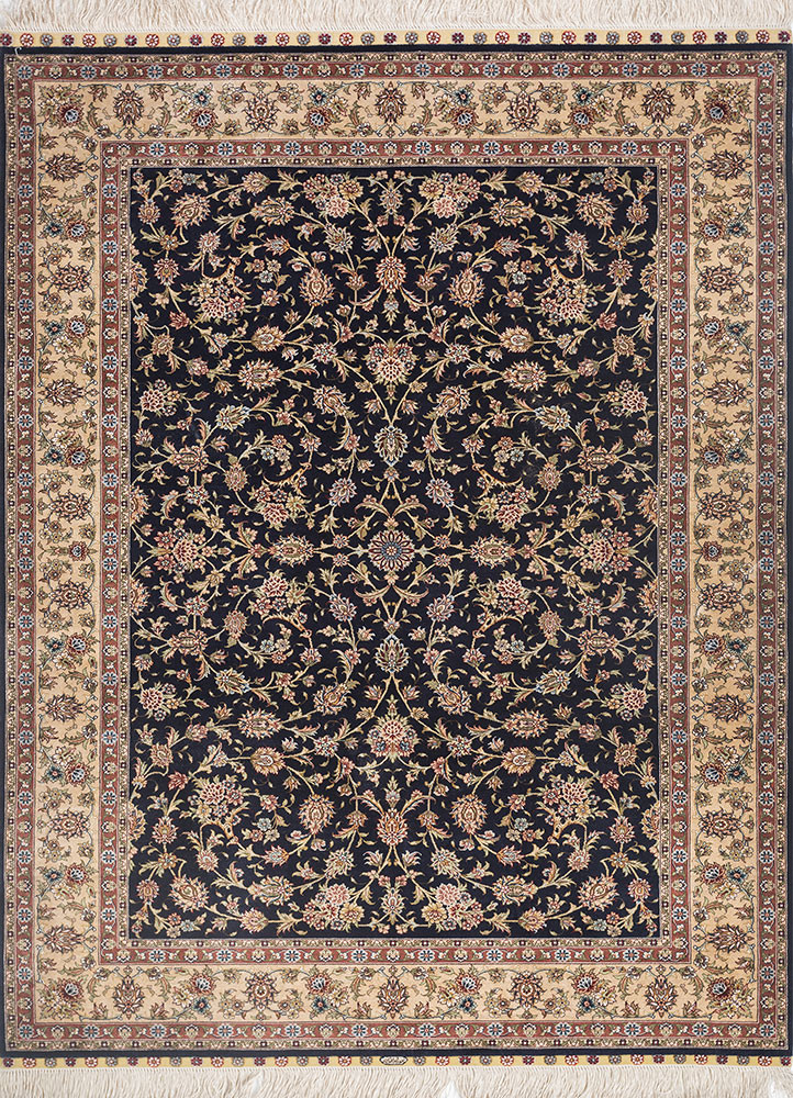 gulmarg blue silk hand knotted Rug - HeadShot