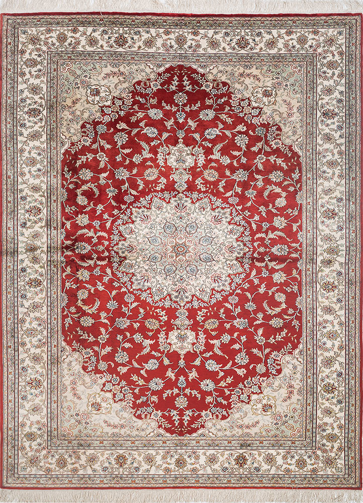 gulmarg red and orange silk hand knotted Rug - HeadShot gulmarg red and orange silk hand knotted Rug - HeadShot