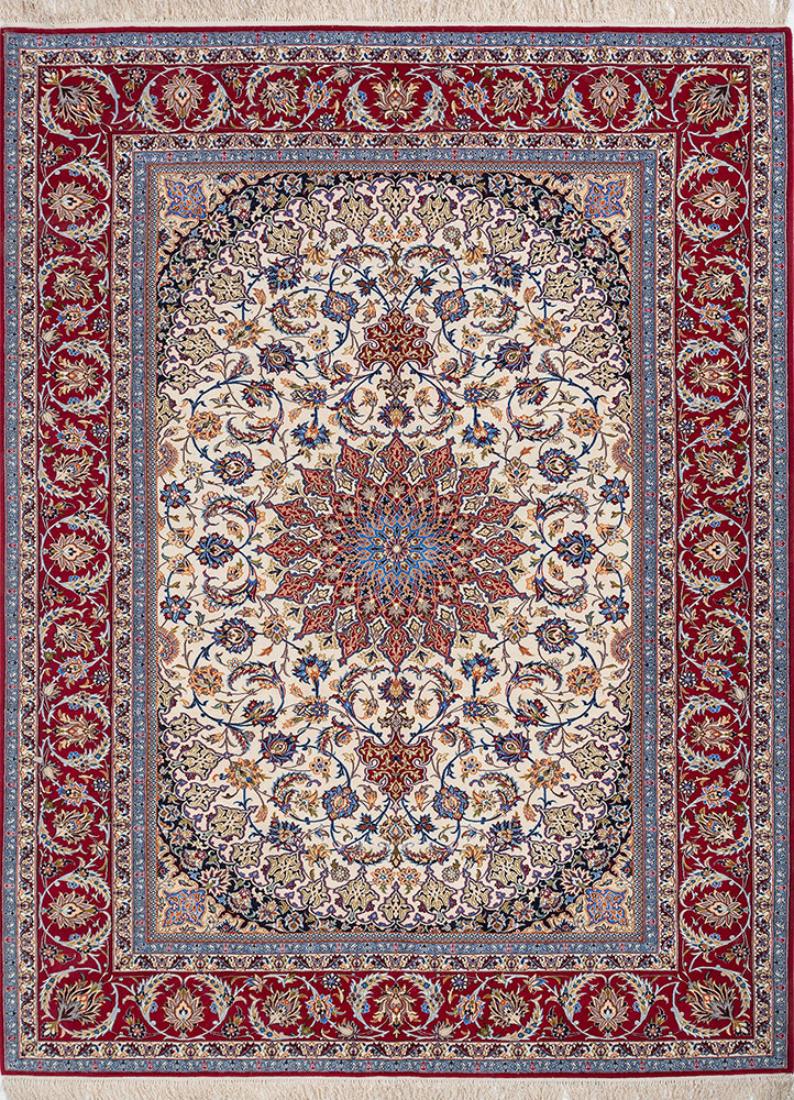 aalam red and orange wool and silk hand knotted Rug - HeadShot aalam red and orange wool and silk hand knotted Rug - HeadShot