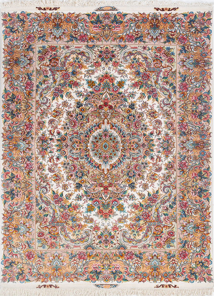 aalam blue wool and silk hand knotted Rug - HeadShot