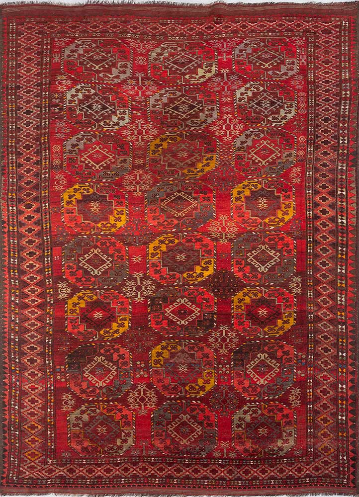 kiaan red and orange wool hand knotted Rug - HeadShot