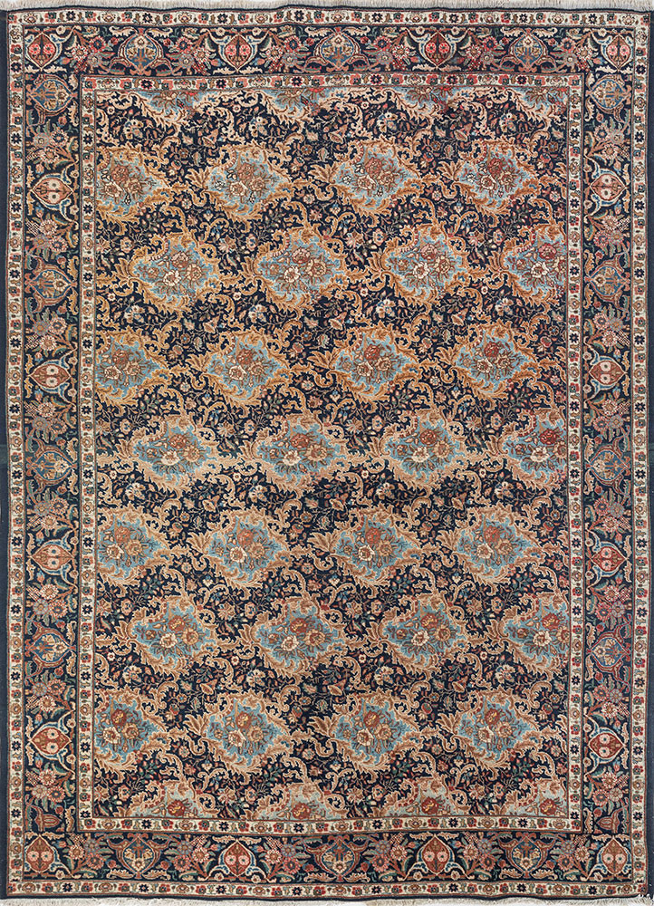 aalam blue wool hand knotted Rug - HeadShot aalam blue wool hand knotted Rug - HeadShot