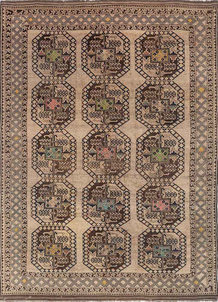kiaan beige and brown wool hand knotted Rug - HeadShot