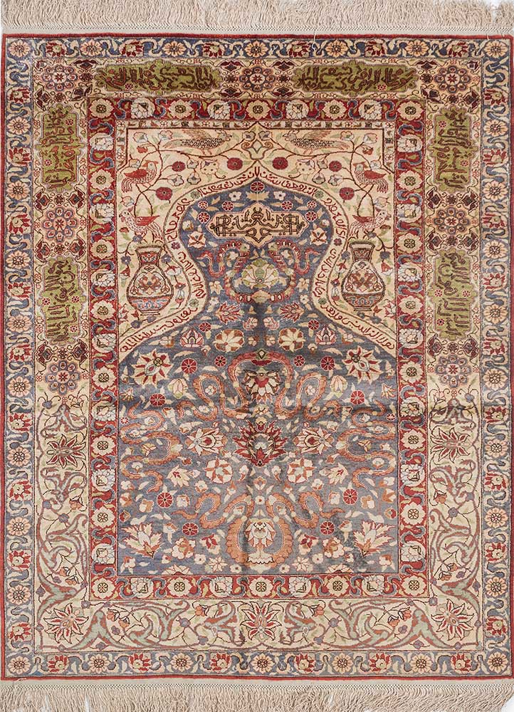 gulmarg grey and black silk hand knotted Rug - HeadShot