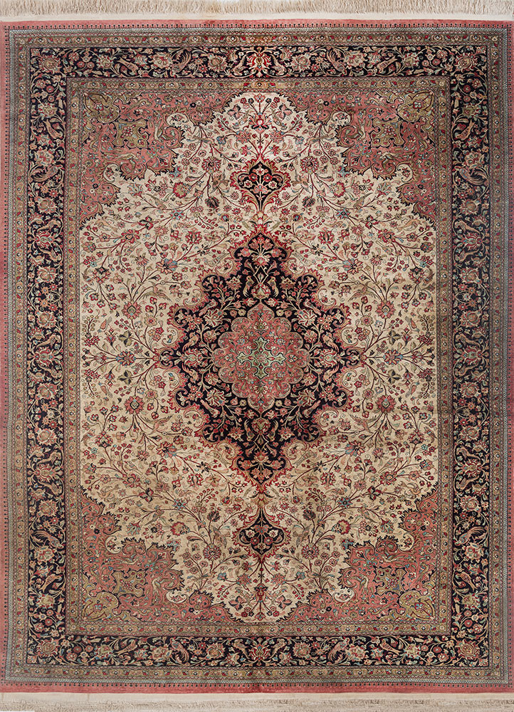 gulmarg pink and purple silk hand knotted Rug - HeadShot gulmarg pink and purple silk hand knotted Rug - HeadShot