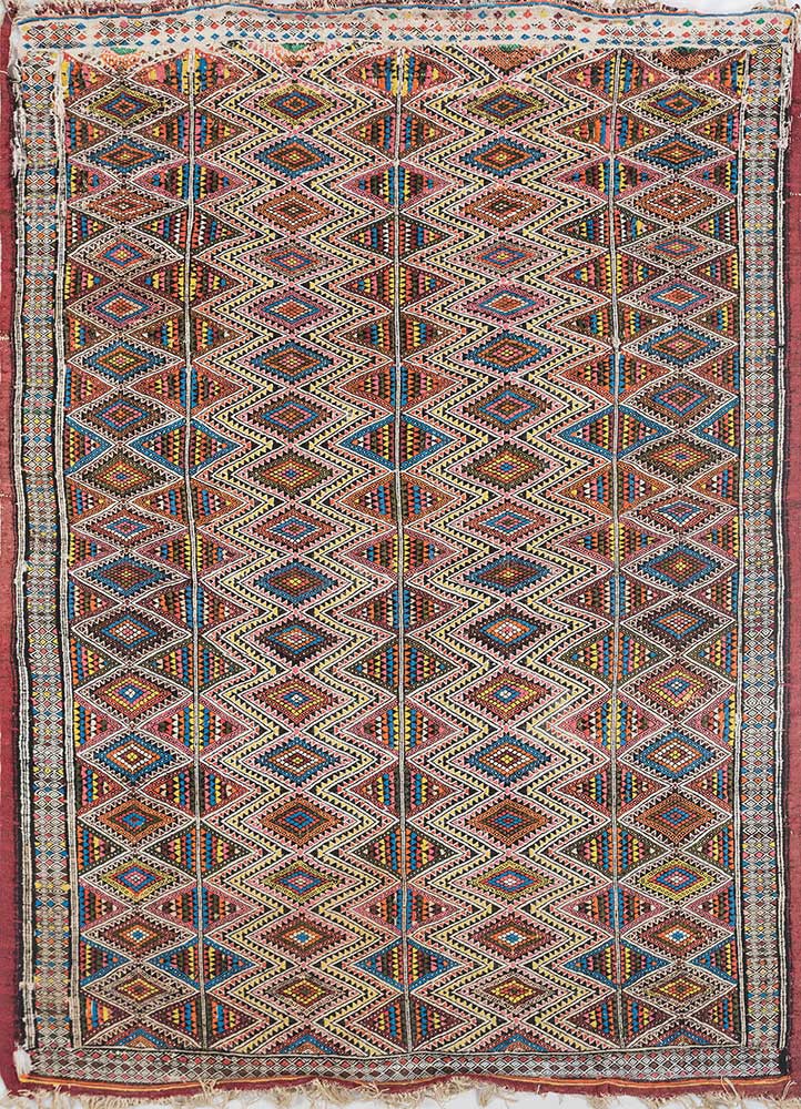 nayaab pink and purple wool flat weaves Rug - HeadShot