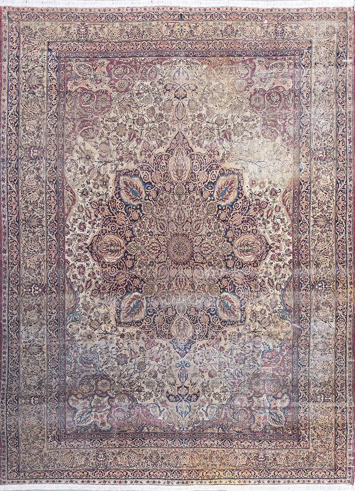 aalam green wool hand knotted Rug - HeadShot