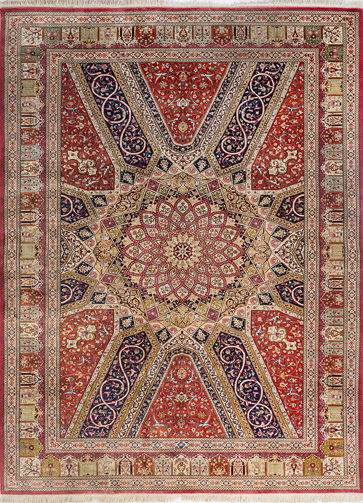 gulmarg blue silk hand knotted Rug - HeadShot
