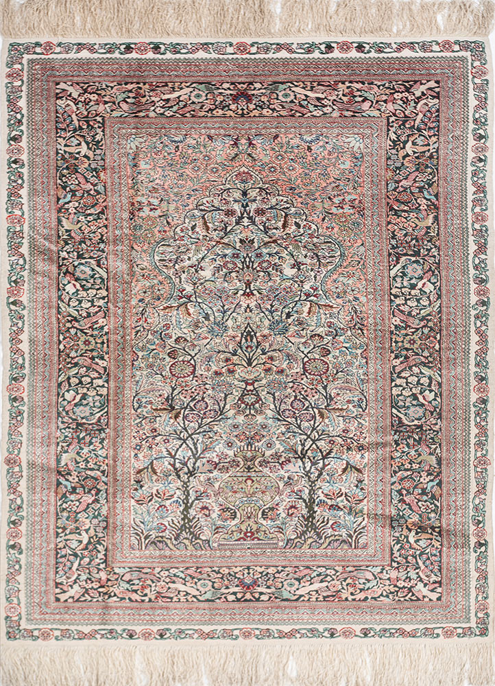 gulmarg pink and purple silk hand knotted Rug - HeadShot gulmarg pink and purple silk hand knotted Rug - HeadShot