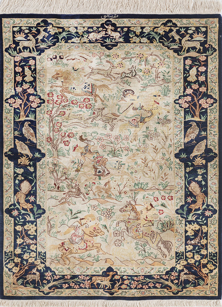 gulmarg green silk hand knotted Rug - HeadShot gulmarg green silk hand knotted Rug - HeadShot