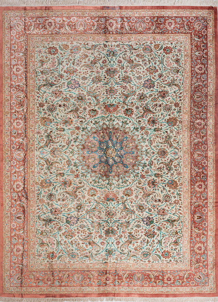 gulmarg pink and purple silk hand knotted Rug - HeadShot gulmarg pink and purple silk hand knotted Rug - HeadShot