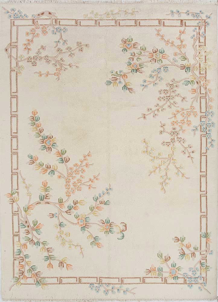 pechino ivory wool hand knotted Rug - HeadShot