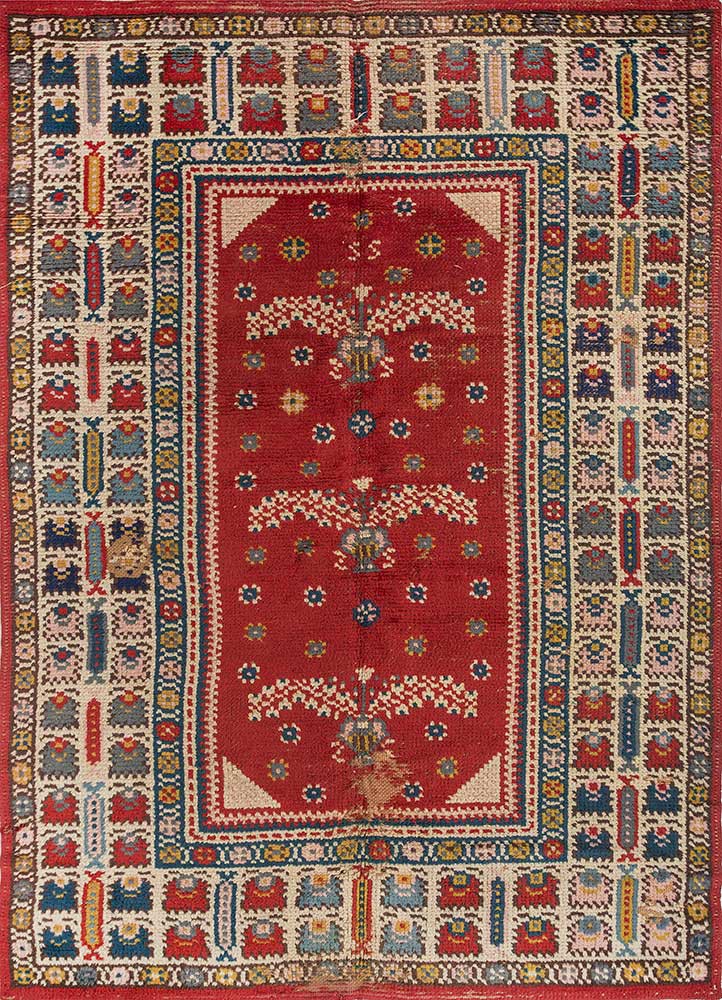 kiaan red and orange wool hand knotted Rug - HeadShot