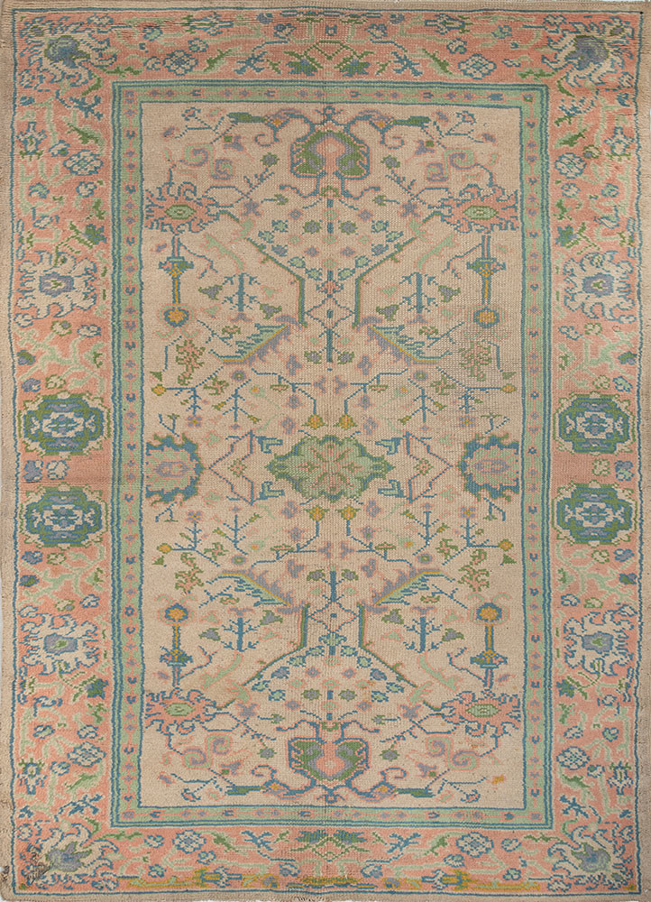 aalam beige and brown wool hand knotted Rug - HeadShot