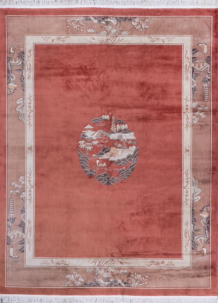 aalam red and orange wool hand knotted Rug - HeadShot aalam red and orange wool hand knotted Rug - HeadShot
