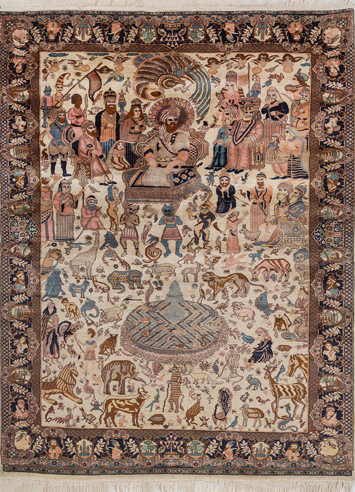 aalam blue wool hand knotted Rug - HeadShot aalam blue wool hand knotted Rug - HeadShot