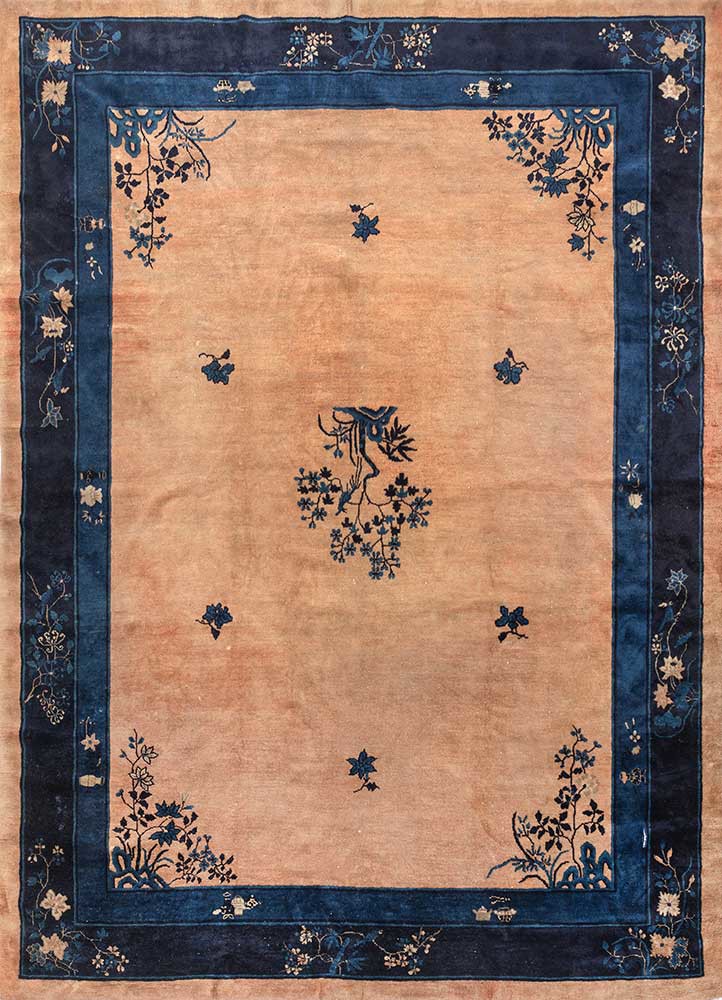 pechino red and orange wool hand knotted Rug - HeadShot