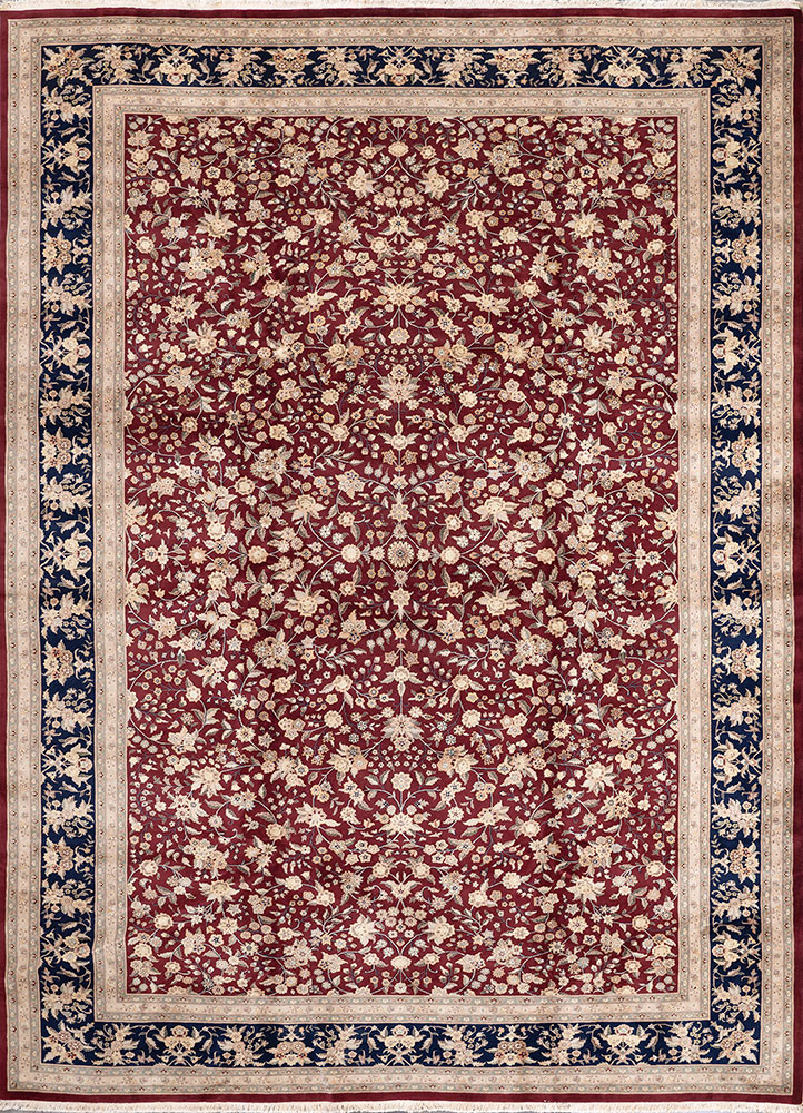 aalam green wool hand knotted Rug - HeadShot