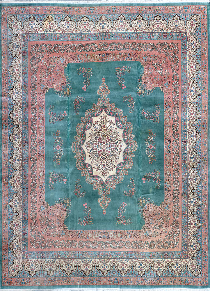 aalam green wool hand knotted Rug - HeadShot aalam green wool hand knotted Rug - HeadShot