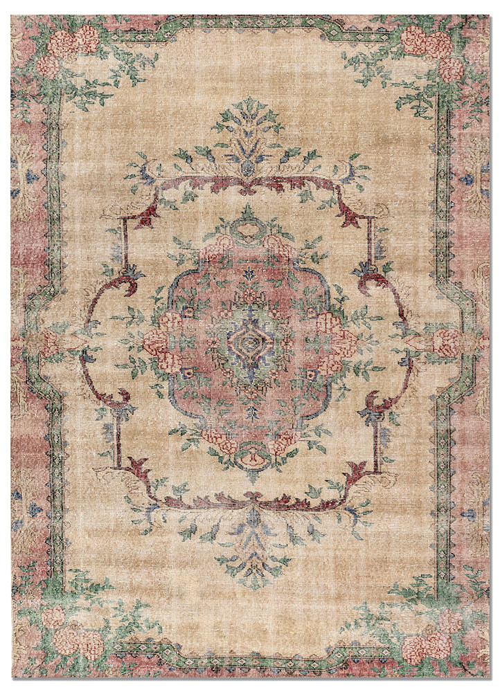 vintage ivory wool hand knotted Rug - HeadShot vintage ivory wool hand knotted Rug - HeadShot