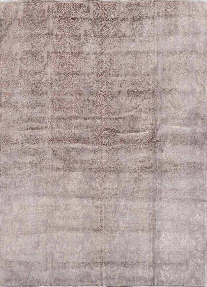 aalam beige and brown wool and silk hand knotted Rug - HeadShot aalam beige and brown wool and silk hand knotted Rug - HeadShot