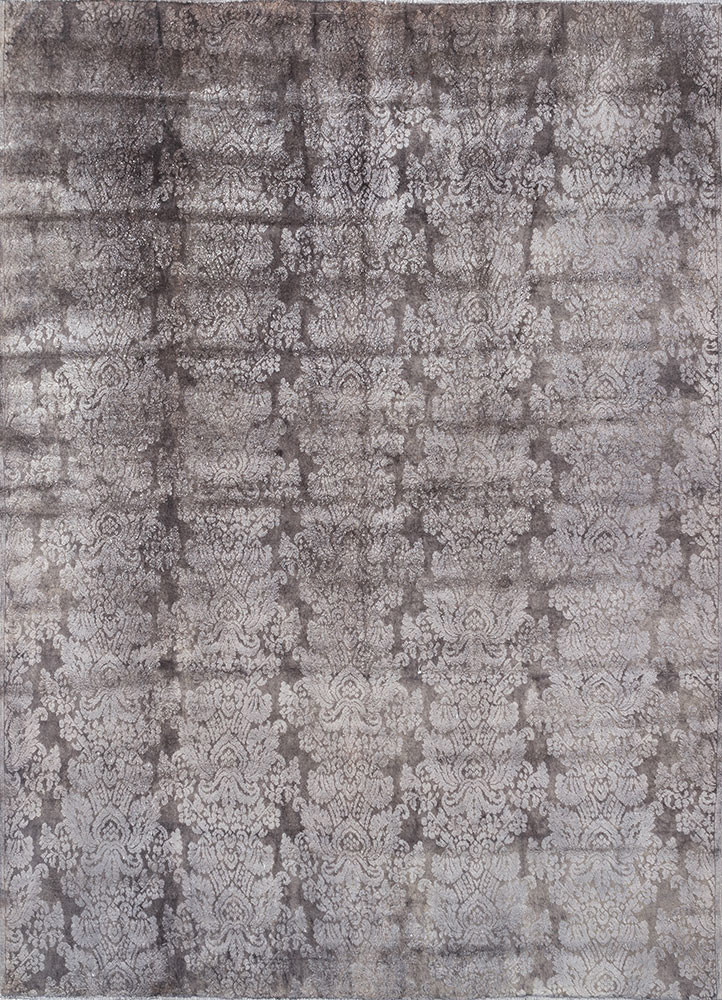 azalea grey and black wool and silk hand knotted Rug - HeadShot azalea grey and black wool and silk hand knotted Rug - HeadShot