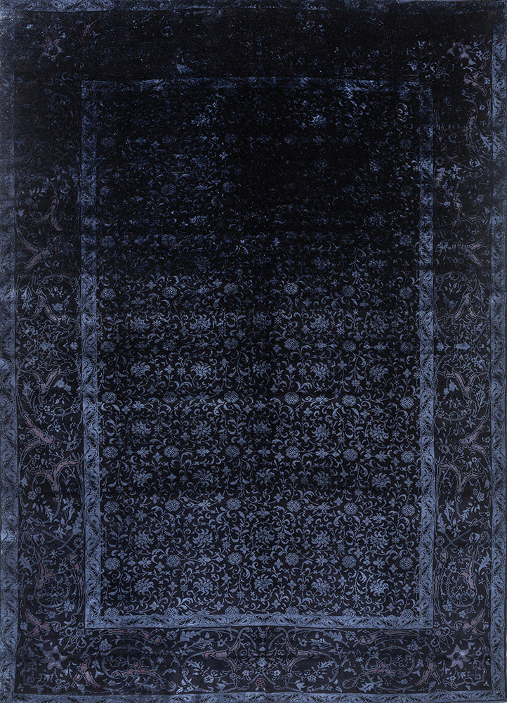 aalam blue wool and silk hand knotted Rug - HeadShot aalam blue wool and silk hand knotted Rug - HeadShot