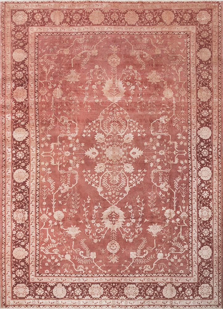 aalam red and orange wool and silk hand knotted Rug - HeadShot aalam red and orange wool and silk hand knotted Rug - HeadShot