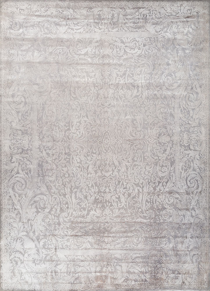 aalam grey and black wool and silk hand knotted Rug - HeadShot aalam grey and black wool and silk hand knotted Rug - HeadShot