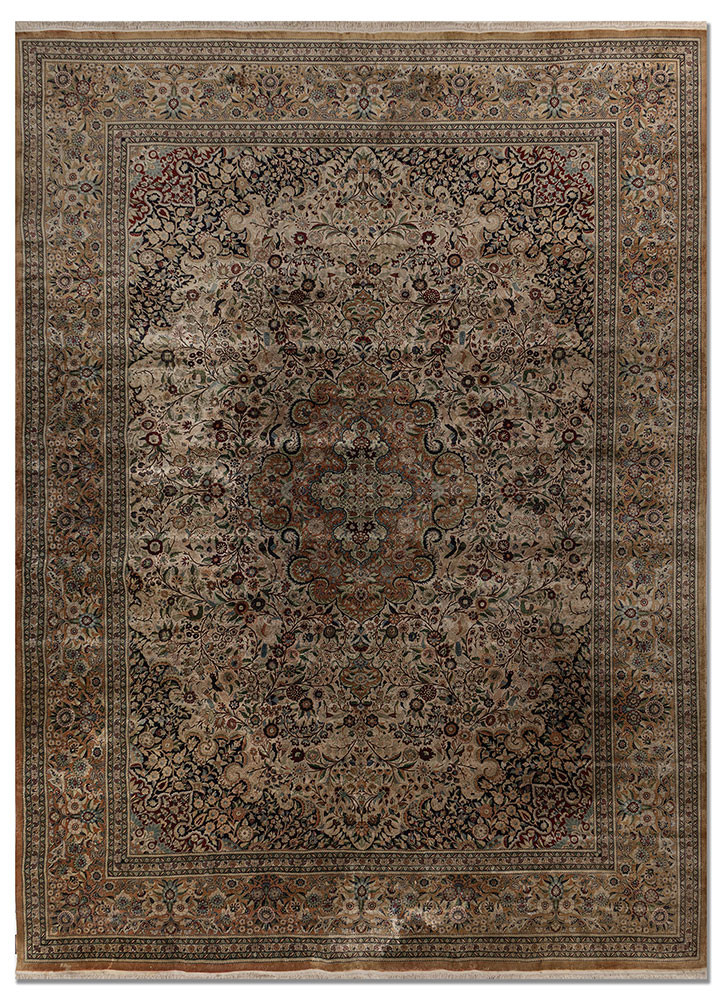 gulmarg green silk hand knotted Rug - HeadShot gulmarg green silk hand knotted Rug - HeadShot
