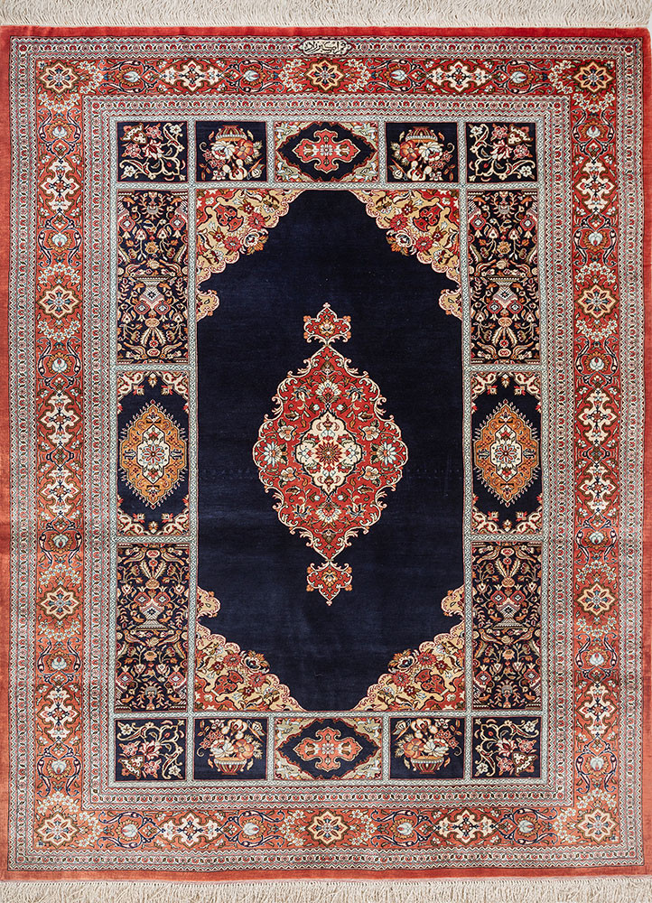 gulmarg blue silk hand knotted Rug - HeadShot gulmarg blue silk hand knotted Rug - HeadShot
