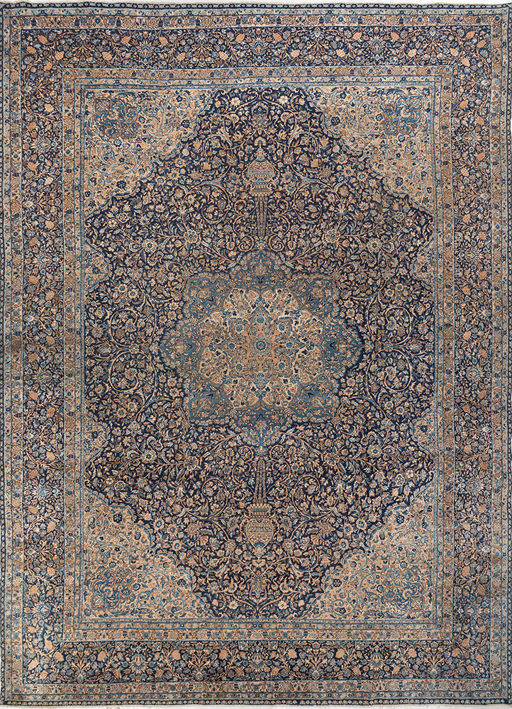 aalam blue wool hand knotted Rug - HeadShot aalam blue wool hand knotted Rug - HeadShot