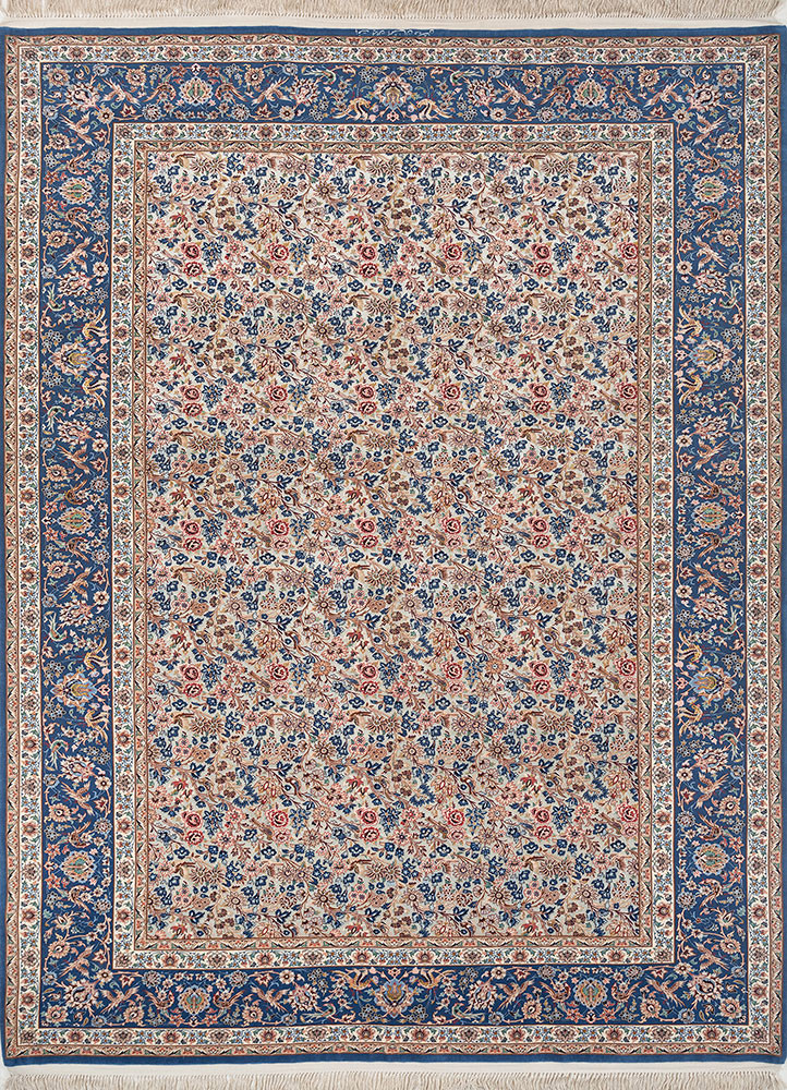 aalam blue wool and silk hand knotted Rug - HeadShot aalam blue wool and silk hand knotted Rug - HeadShot