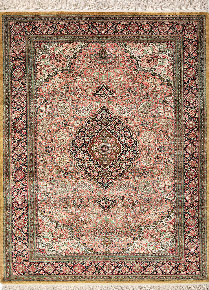 gulmarg green silk hand knotted Rug - HeadShot